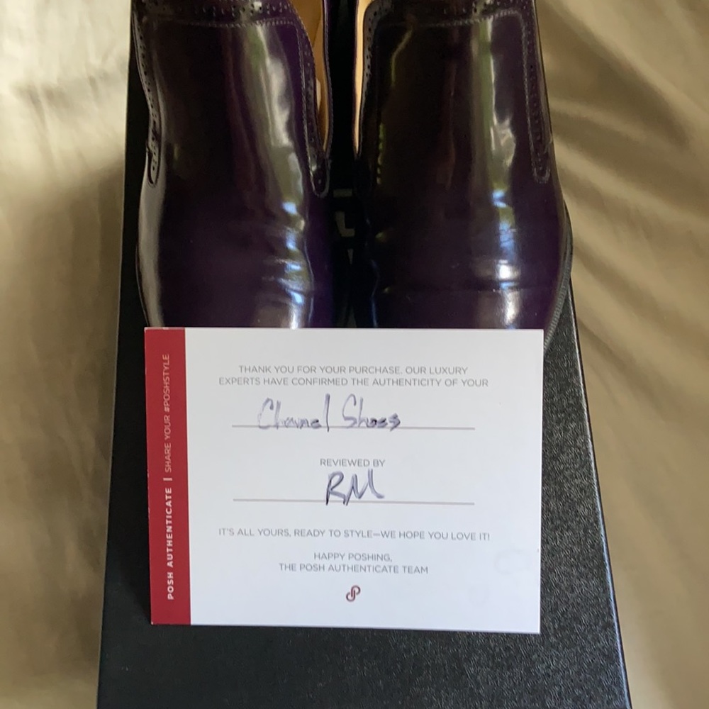 Chanel Dark Plum Calfskin Loafers I Size 7.5 - Picture 13 of 14